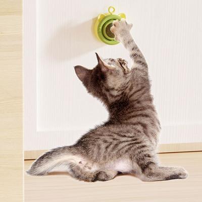 Katzenminzball Katzenspielzeug Rotierbarer Katzenleckball Sicheres Katzenkautoyspielzeug mit Klebeband für Kätzchen Zahnen Wandmontiertes Katzenminzspielzeug