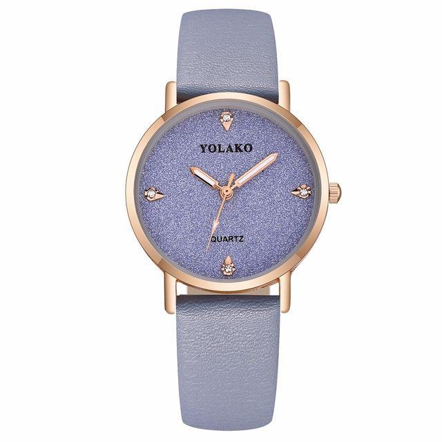 

Романтичные женские часы Starry Sky Yolako Brand Luxury Casual Watch Часы из кожи со стразами светло-синий