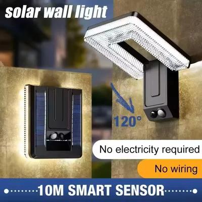 Lampe Solaire LED Pliable 120° Lampe Murale Extérieure Étanche Projecteurs Lampe Capteur de Mouvement Solaire 3 Modes Éclairage Public Décor de Jardin