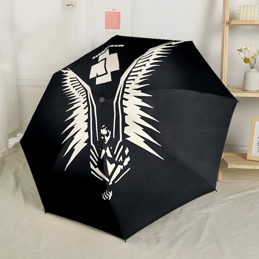 Rammstein Rose Logo Regenschirm Kompakt 8-Rippen-Design Kompaktes Design Reiseutensil Stilvolles Accessoire Am besten für Weihnachten