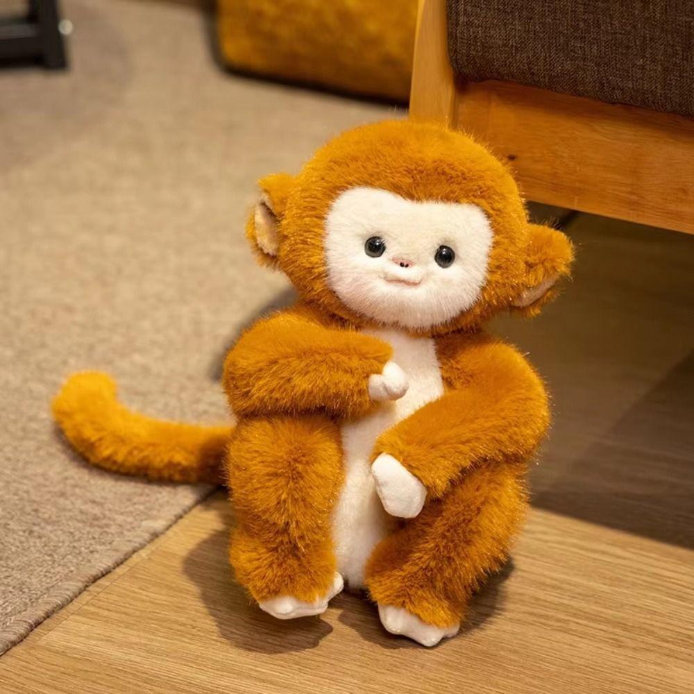 Sitting Stuffed Monkey Doll PP Cotton Animal monkey Plush Doll  Birthday Parties