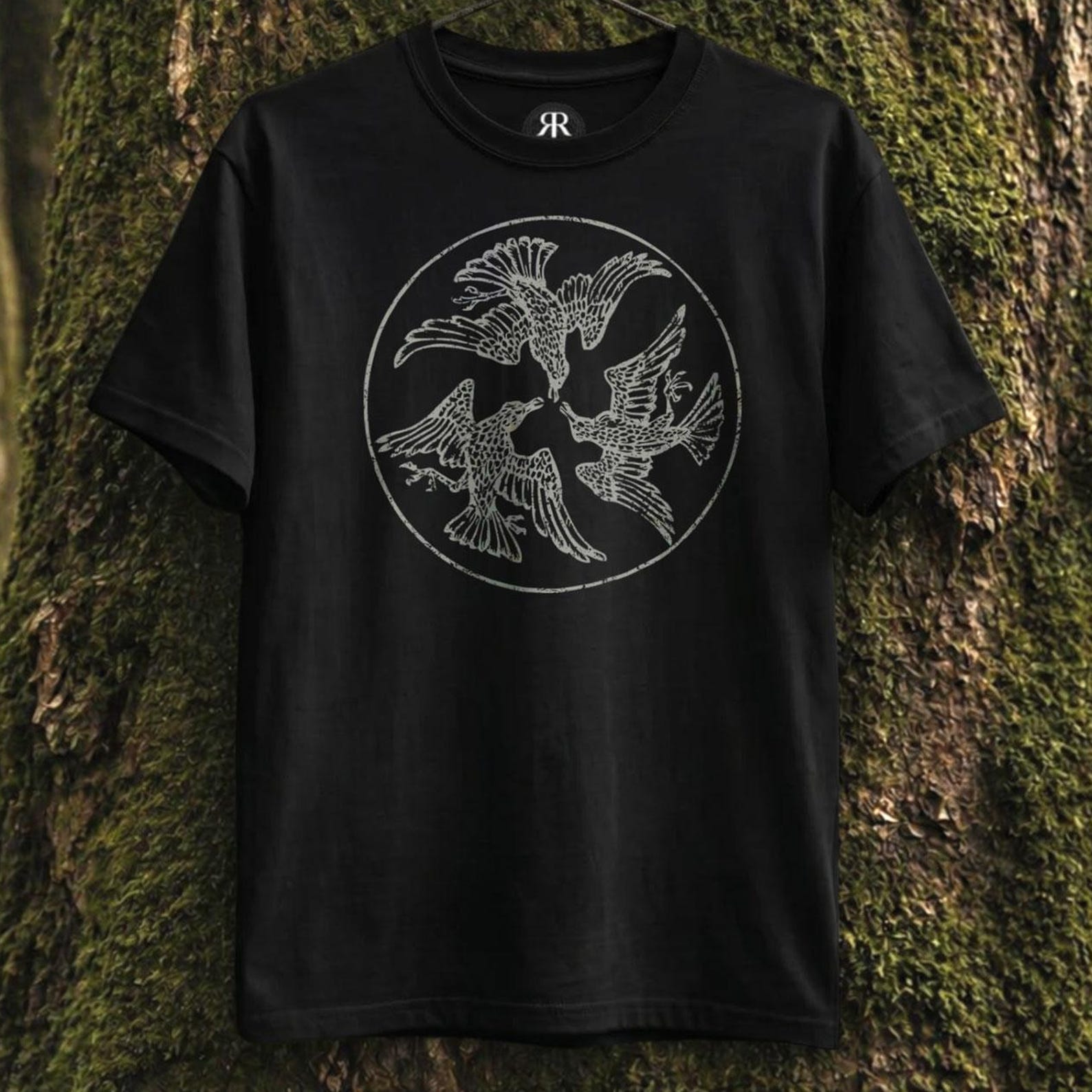 Three Ravens Pagan Shirt – Celtic Mythology Graphic Tee XL