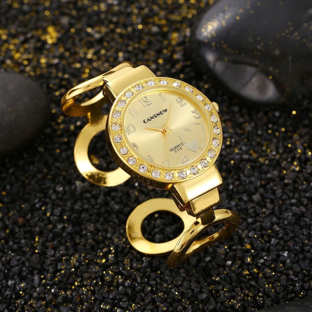 Neue Luxus-Damenuhr Mode Runde Diamantenbesetzte Uhr Damenuhr Damen Quarz-Armbanduhr Herzförmiges Zifferblatt Geschenk für Mädchen