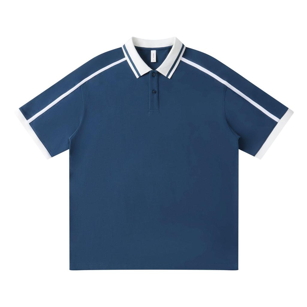 Trendy Color-Block Collar Polo: Unisex Casual Woven Tape Workwear - DIY Customizable