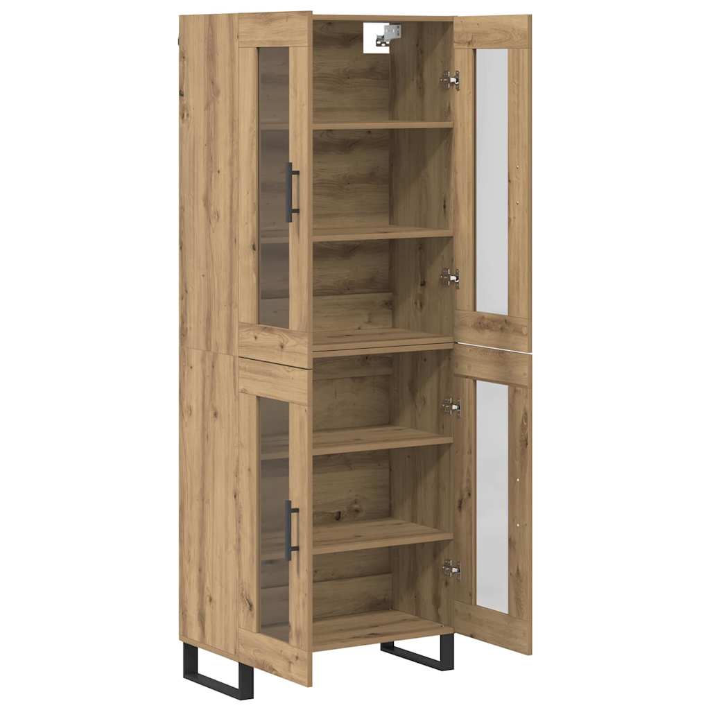 Highboard 2 pcs Artisan Oak Engineered Wood and Glass