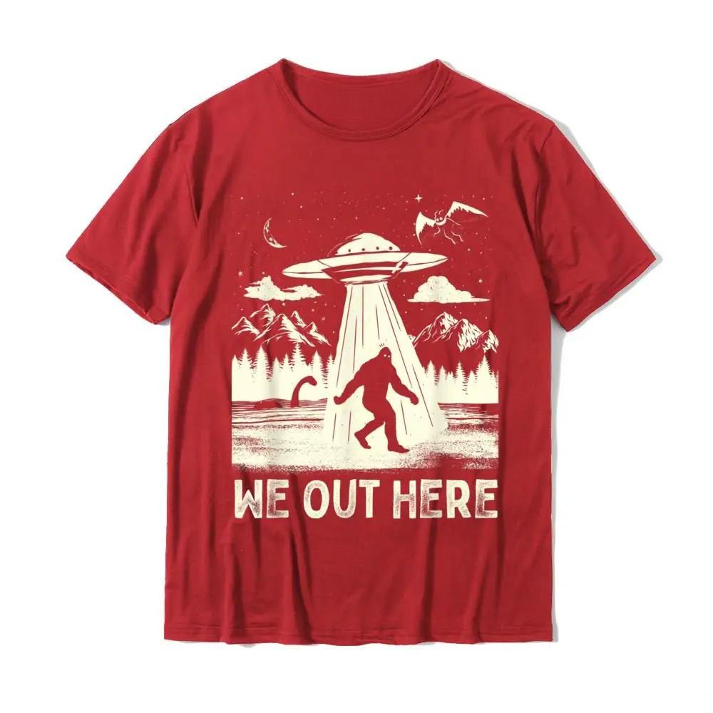 We Out Here Funny Bigfoot Abduction Printed Women T-Shirt Tops Summer Short Sleeve Round Neck Tshirts
