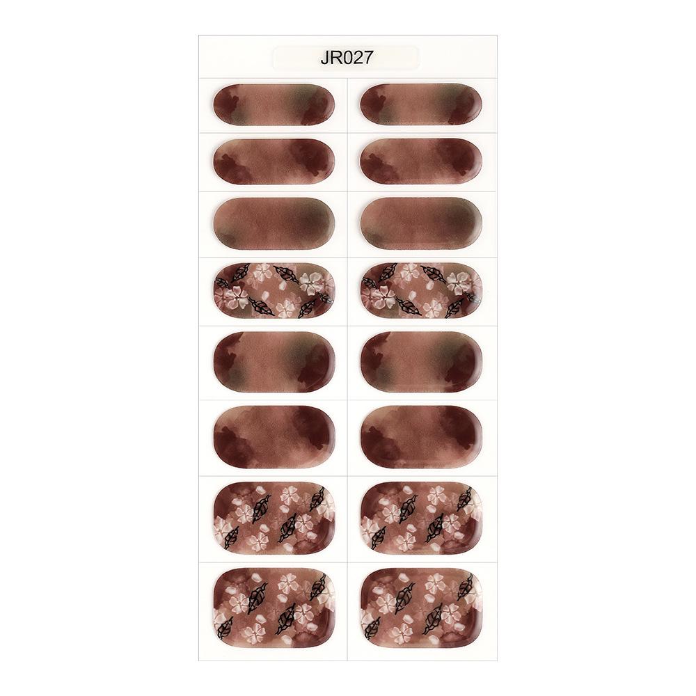 New Semi-Cured UV Gel Nail Stickers - 16 Finger Set with Light Therapy Curing Lamp for Full Nail Coverage