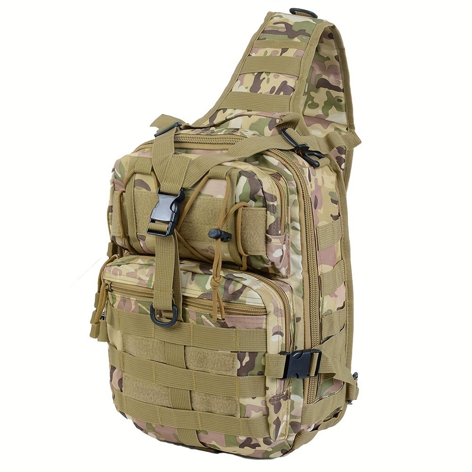 

Уличная нагрудная сумка, сумка кросс-боди из камуфляжной ткани Оксфорд, многоцелевая сумка на одно плечо для , пешего туризма One Size