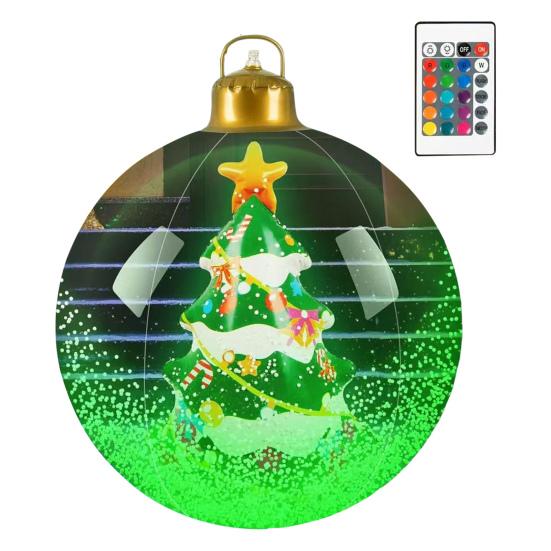 Boule de Noël Gonflable Transparente avec Lumières Décoration de Noël Extérieure en PVC Ornement Flocon de Neige Rempli de Mousse Fausse Boule de Cristal pour Décor Festif