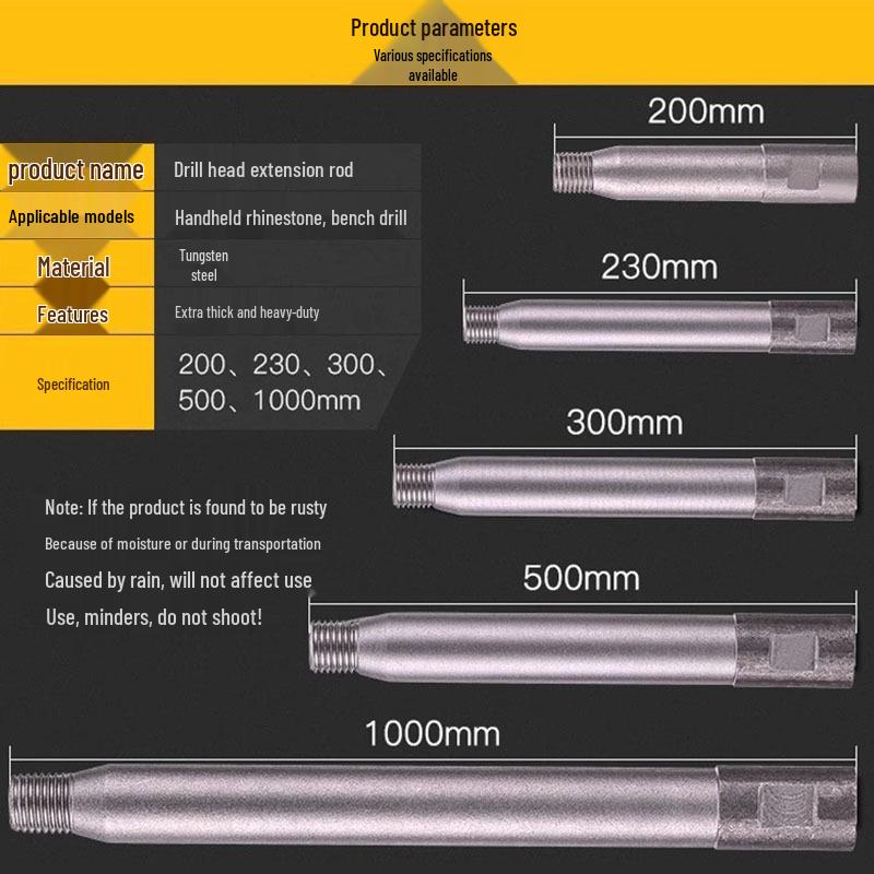 Tungsten Steel Diamond Core Drill with Threaded Handheld Design and Extended Connecting Rod
