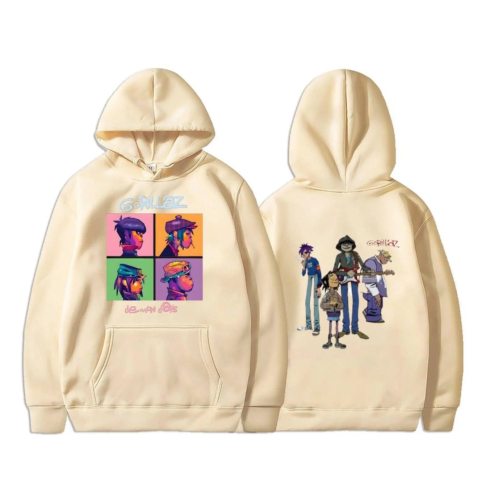 Мужские модные толстовки с капюшоном для детей в стиле хип-хоп, пальто унисекс, женские толстовки с капюшоном унисекс, одежда, женские спортивные костюмы, толстовка с капюшоном для рок-группы Gorillaz 2XL