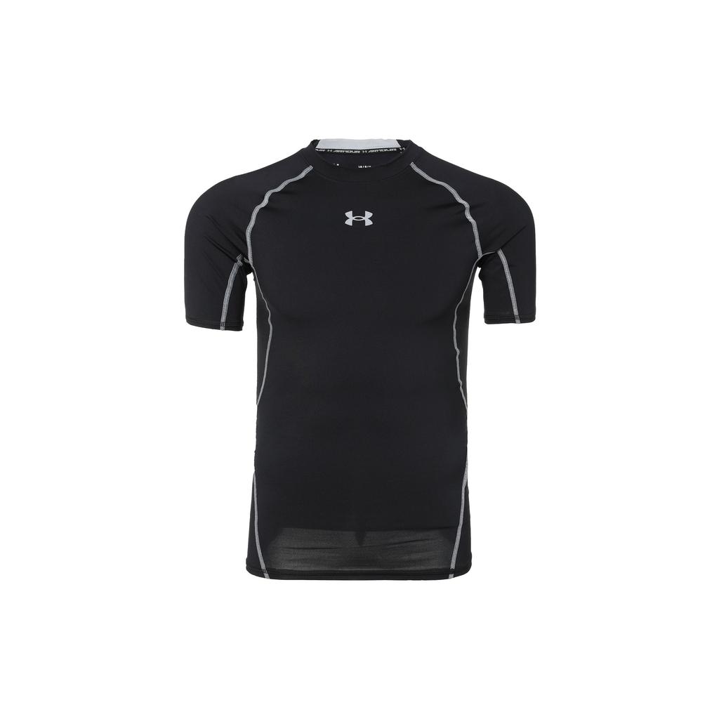 Under Armour Solid Color Short Sleeve Fitness Shirt Men Tops Black 1257468-001