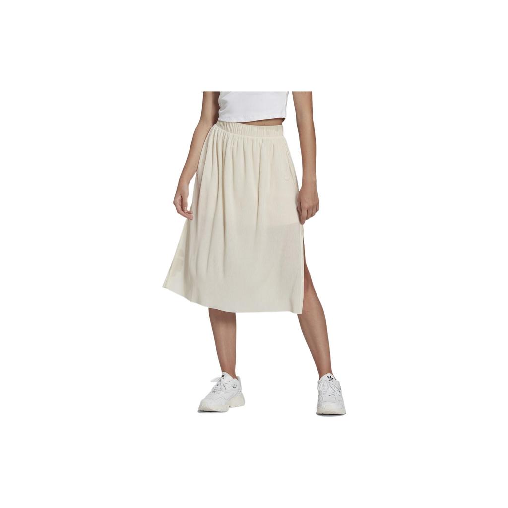 Adidas Originals Solid Color Split Midi Skirt Women Skirts White HF7545