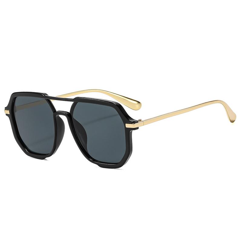 

SO&EI Retro Double Bridges Polygon Square Women Sunglasses Fashion Gradient Shades UV400 Men Trending Red Orange Sun Glasses As the picture