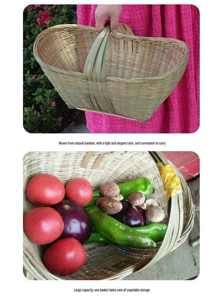 Handmade Bamboo Basket for Fruits, Vegetables, Eggs, and Storage