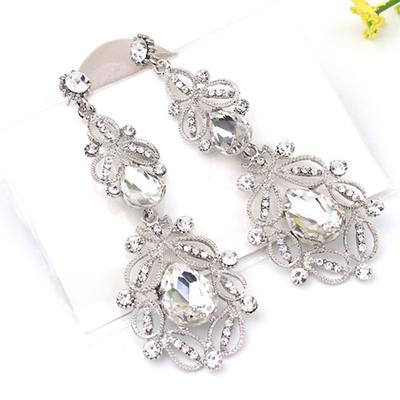 Yousheng 1 Para Kolczyków Damskich Hollow Out Rhinestone Decor Lekkie Kolczyki Wiszące Długie Kolczyki Zwisające Bal Impreza Randkowa Biżuteria Ucha