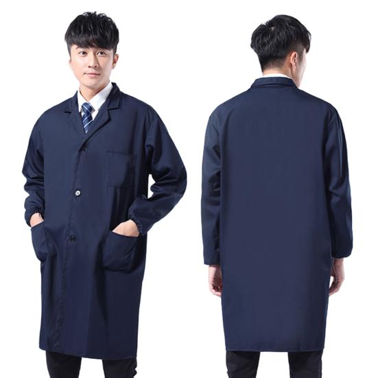 Staubdichte Herren-Laborkittel mit langen/kurzen Ärmeln, Knöpfen und Taschen, Arbeitskleidung für Herren