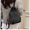 Washed denim backpack women go out small backpack
