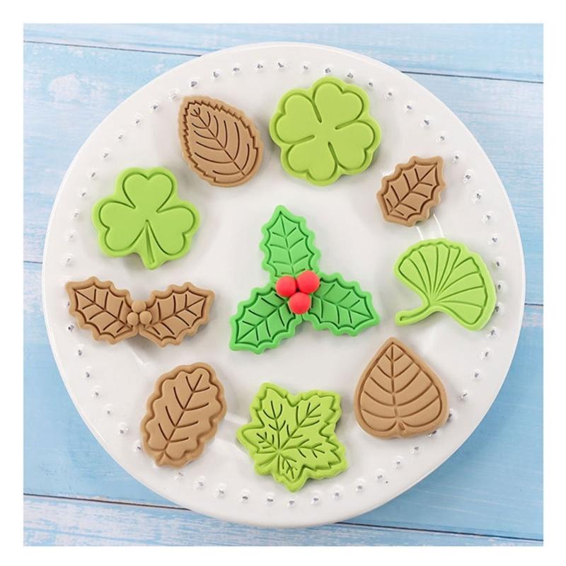 16Pieces Tropical-Leaf Cookie Cutter-Mold for Cake Decorating Mini Plastic Fondant Mold DIY Baking Tool DIY Cookie-Stamp