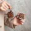 For AirPods 4 Protective Case PC + TPU Leopard Earphone Cover with Mirror and Hook