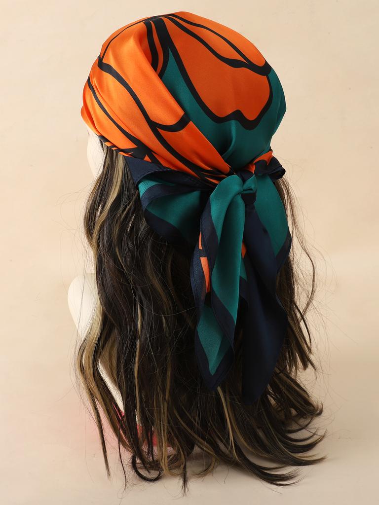 Luxury Brand Silk Square Scarf Women Cat Neck Hair Tie Band Beach Hijab Kerchief Head Headbands Bandana Female Foulard 70cm