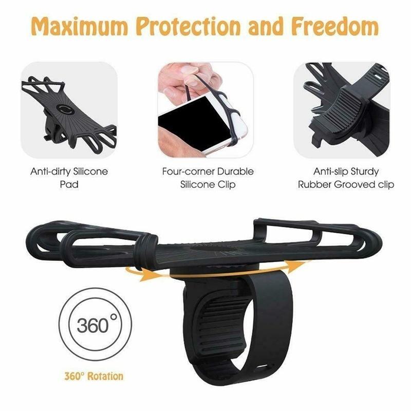 Versatile 360 Degrees Rotate Silicone Cell Phones Holder For Bicycle MTB Bike