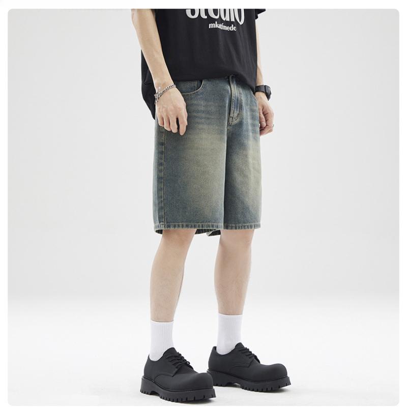 Men's Summer American Retro Five-point Jeans Men's Loose Love Couple All-match Shorts