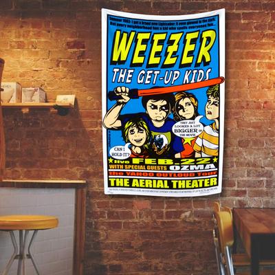 Weezers Flag Banner Four Holes Polyester Digital Prints Rock Band Tapestry Outdoor Decoration Room Garage Garden