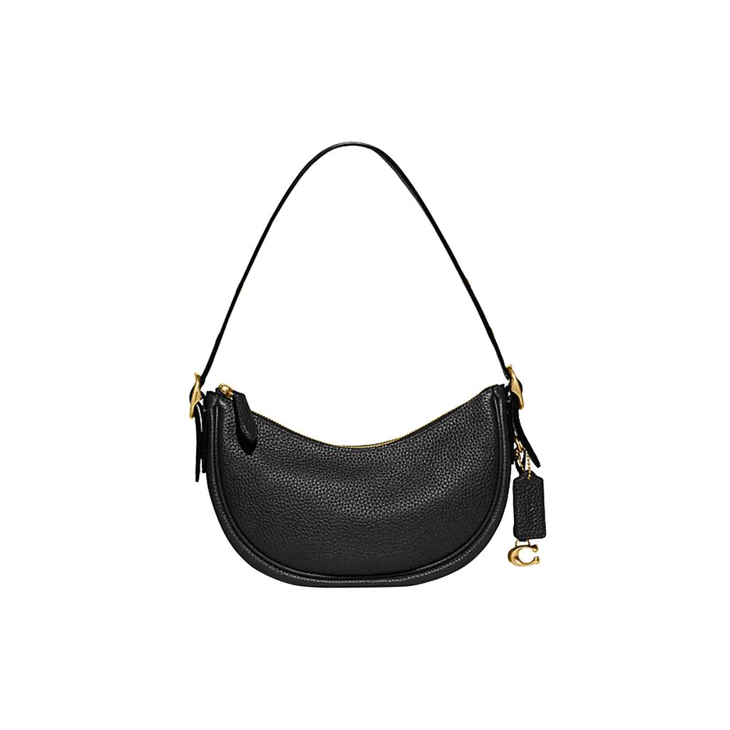 Coach Luna 27 Solid Color Zipper Closure Built-In Buckle Pocket Leather Underarm Handheld Shoulder Bag Women Bags Black CC439-B4BK