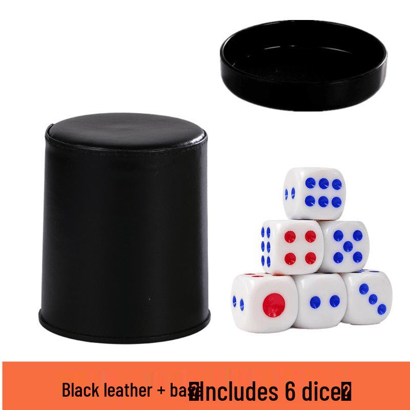 Flockad Ljudabsorberande Läder Tärningskopp Set med 6 Tärningar