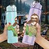 1PC Sloth Turtle Cute Cartoon Print 750ml Color Plastic Sports Water Bottle Leakproof Flip Straw Lid Suitable for Sports Office Home Use