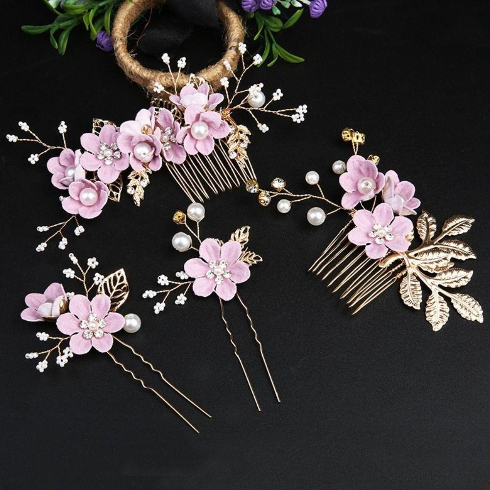 4pcs Handmade Retro Hair Jewelry Artificial Flower Wedding Hair Fashion Headdress Gift