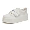 Leather Little White Shoes Women's Spring New Velcro Bread Shoes Women's Casual Muffin Shoes Thick-soled Heightening Women's Shoes