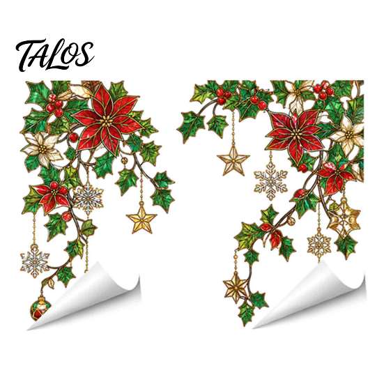 Decorative Glass Stickers for Halloween 2Pcs Stained Style Window Film, Hanging Vine Stickers, Christmas Easy Apply Film Static Clings Holiday