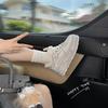 [Cracked Cowhide Version] Korean Version of Heightened Thick-soled White Shoes for Women's 2025 Winter New Velvet Warm Casual Board Shoes