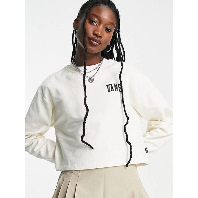 

Белый укороченный свитшот свободного кроя Vans Varsity