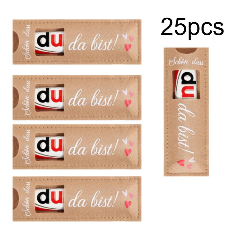 25pcs German Party Gift Bags with "Glad You're Here" Design,High-Quality Felt Long Lasting Packaging for Wedding,Valentine's Day