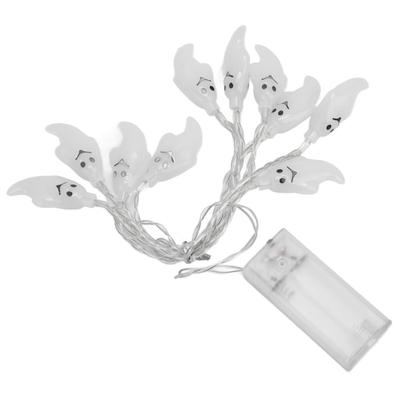 Guirlande Lumineuse d'Halloween 10 LED Alimentée par Piles Lampes Décoratives Guirlande Fantôme pour Fête Intérieure Extérieure