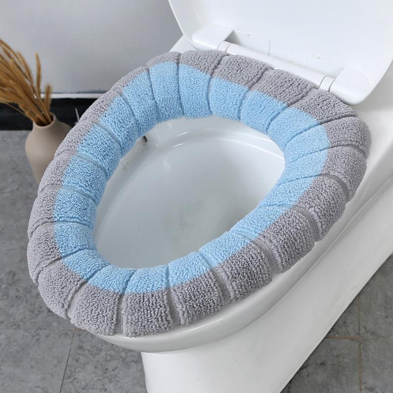 Winter Warm Toilet Seat Cover Mat Bathroom Toilet Pad Cushion with Handle Thicker Soft Washable Closestool Warmer Accessories