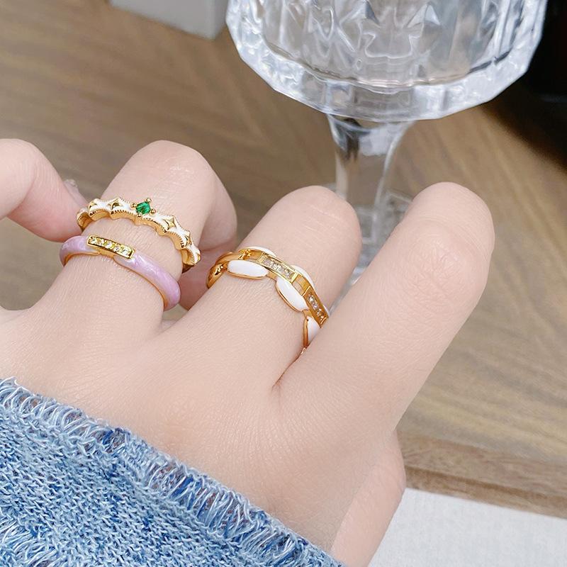 Xiaoxiangfeng Enamel Dripping Oil Opening Ring, High-End Sense, Fashion Niche Temperament, Light Luxury Index Finger Ring, Female