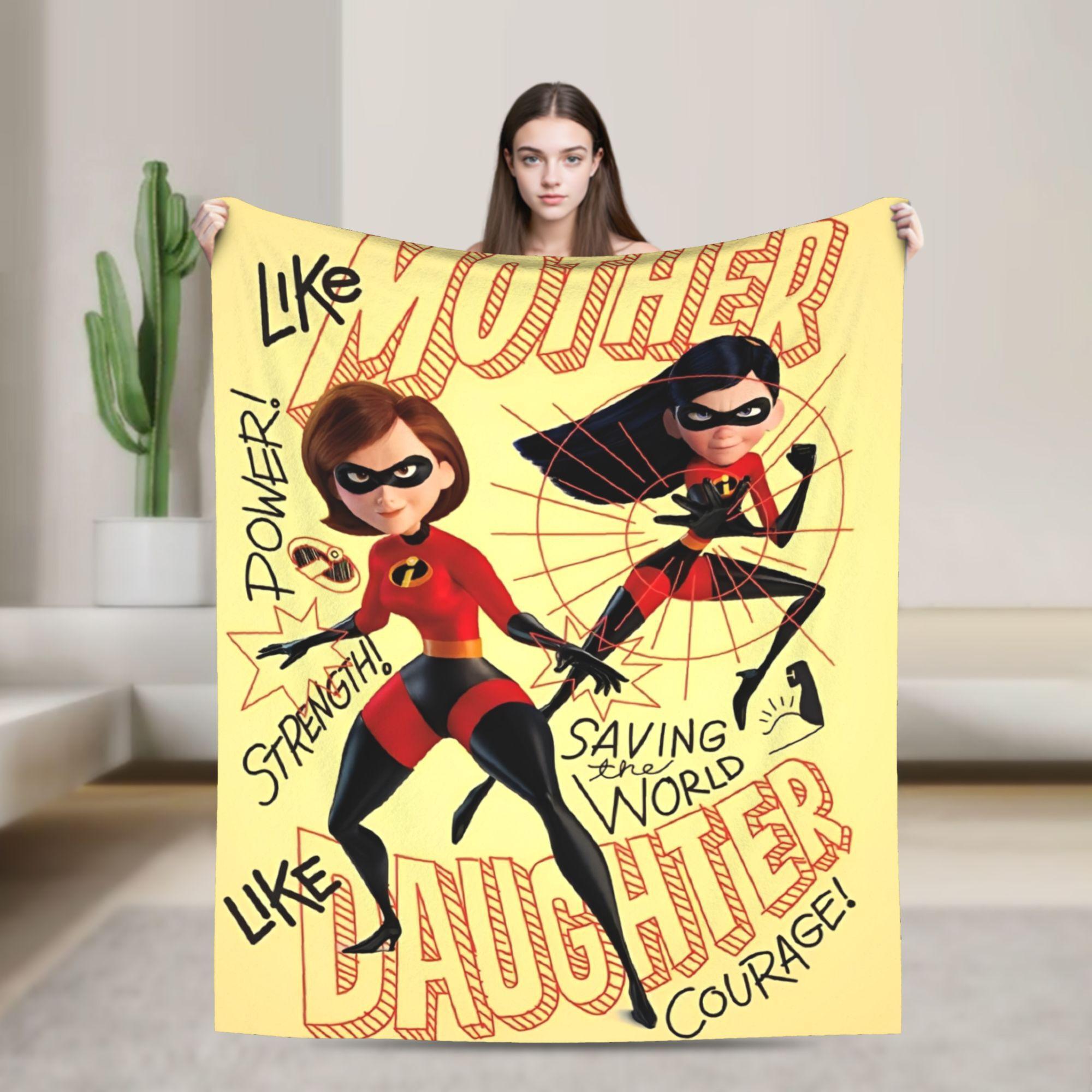 

The Incredibles Mr. Incredible Coral Fleece Throw Blankets Cartoon Elastigirl Bedspreads Knitted Blanket Car Thin Multifunction 80x60in