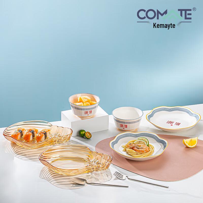 COMATE 6-Piece Minimalist Glass Dinnerware Set