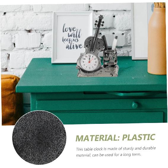 BESTOYARD Декорации для комнат дома Ретро Настольные часы Пенальница Статуэтка скрипки Декор Скрипка-скульптура из смолы Будильник для спальни Органайзер для ручек