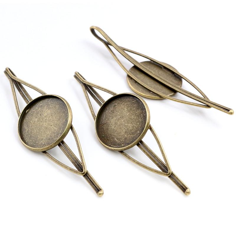 20mm 5pcs High Quality Bronze and Silver Plated 7 Colors Copper Material Hairpin Hair Clips Hairpin Base Setting Cabochon Cameo