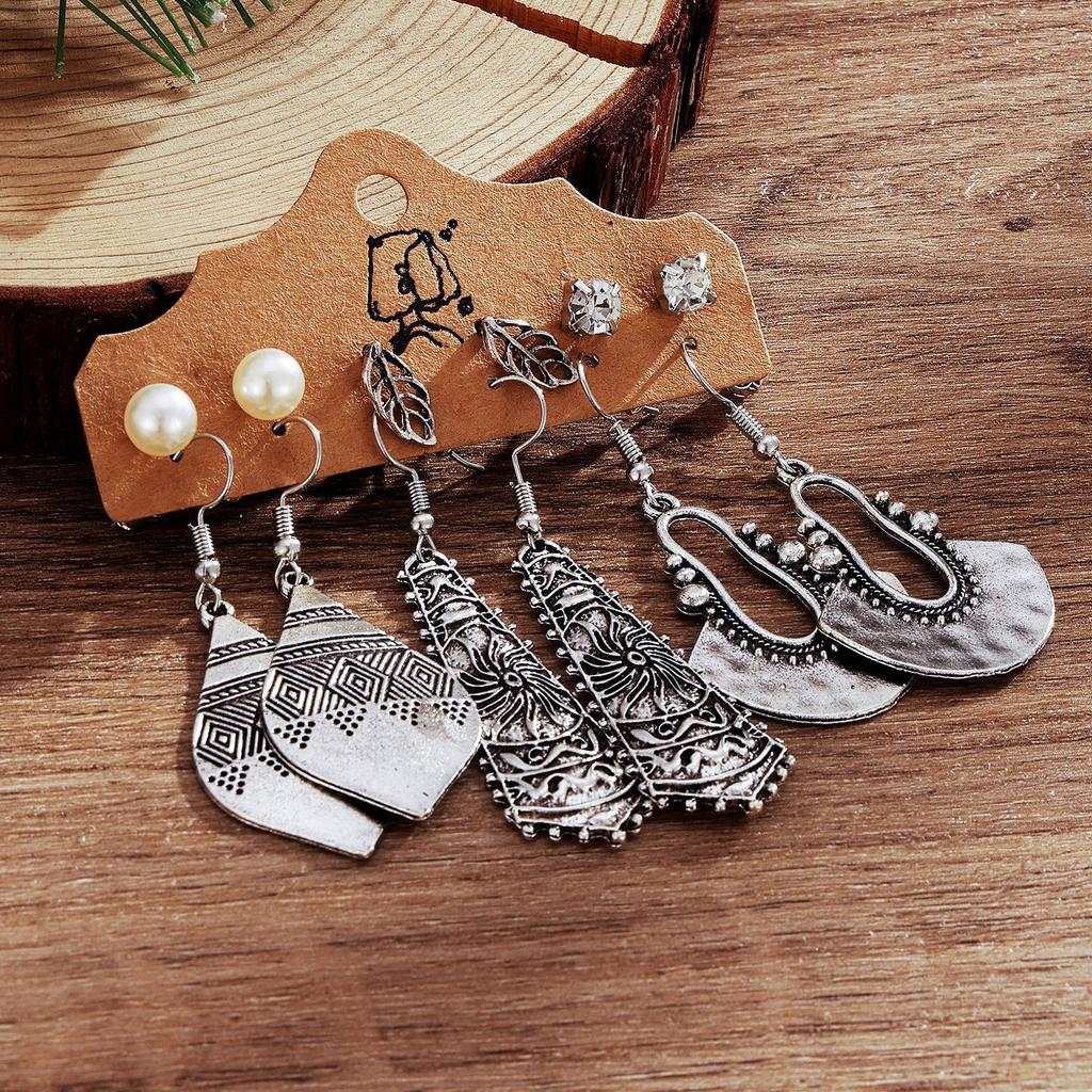 Earring Set, Retro Earrings, Long Fringed Leaves, Ethnic Style Alloy Women's Earrings.