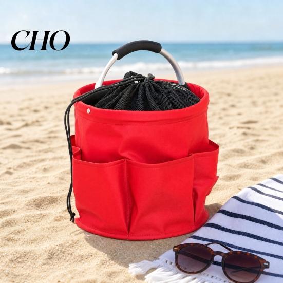 Faltbare Reinigungswerkzeugtasche Aufbewahrungstasche mit Griff & Kordelzug, Wasserdichte Oxford-Stoff Multi-Taschen, Großer Organizer-Korb für Outdoor-Camping