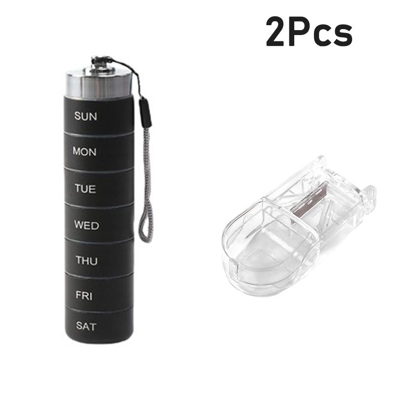 Portable Waterproof Pill Box Weekly Large Aluminum Case Container BPA Free 7 Day Daily Medicine Organizer Holder for Vitamin