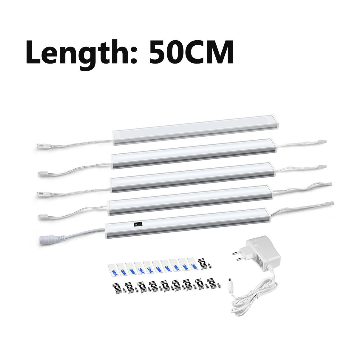 

1-5 шт. комплект серии Smart LED кухонный светильник 12 В светодиодный светильник для бара с алюминиевым профилем, трубчатые лампы, датчик ручной развертки, светильник для шкафа для кухни спальни 5PCS 50CM EU Plug белый