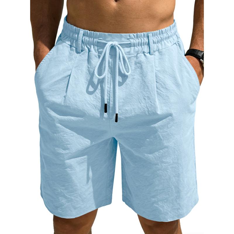Men's Casual Shorts Cotton Elastic Waist Shorts Drawstring Summer Lightweight Shorts for Men Linen Casual Beach Vacation Yoga Golf Shorts with Pockets