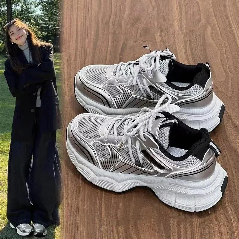 Fashion Dad's Shoes Women's 2025 New Ins Versatile Student Campus Thick soled Sports Running Casual Shoes
